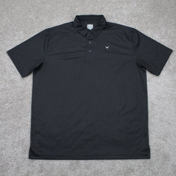 Callaway Opti-Dri Polo Shirt Adult Large Black Geometric S/S Golf Pullover - Picture 1 of 12